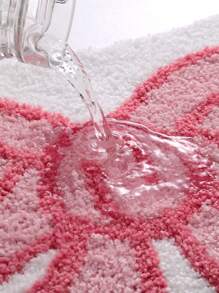 1 Stück Valentinstag Fliegen-Stil weiches geometrisches Muster extra-dicke weiche rosa Badezimmermatte für Paare, rutschfester TPR-Boden, wasserabsorbierend, leicht zu reinigen, maschinenwaschbar, weich und bequem, für Wohnzimmer, Badezimmer-Waschtisch, Badewanne, Dusche, Waschbecken, Festliche Badezimmer-Dekoration, dick & flauschig