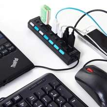 Hub De 7 Puertos Multi Contacto Usb 2.0 Interruptores Independientes Adaptador USB Led - Blanco y Negro - Ver 5