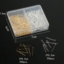 400个20毫米不锈钢圆球头眼针串珠配件，适用于珠宝制作DIY手链项链配件 - 金銀色 - 查看 7