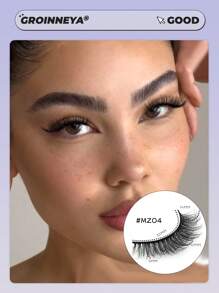 GROINNEYA 10 对仿貂皮睫毛自然蓬松纤细柔软交叉纤细睫毛延长化妆（04）条状睫毛，睫毛，睫毛，假睫毛 - 黑色 - 查看 2