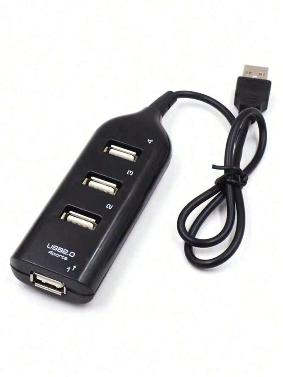 HUB 4 Ports USB 2.0 Multi Ports USB For Laptops - Black and White - View 1