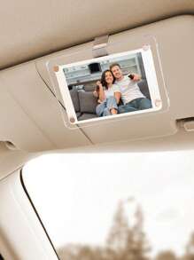 1pc Customized Acrylic Vertical Car Sun Visor Photo Frame, Personalized Digital Photo Frame, Customized Sun Visor Photo (2.36x3.54 Inches), Mother's Day Gift, Father's Day Gift, Customized Photo, Personalized Car Photo, , Vibrant Color, Cute, Adorable, Fun, Kawaii, Millennial Style, Fashionable, Unisex - Multicolor - View 2