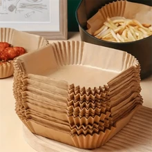 SOKANY 50/100 piezas, Papel para freidora de aire, Revestimiento desechable para freidora de aire, a prueba de aceite, antiadherente, fácil de limpiar, accesorios para freidora de aire, accesorios de cocina. Un revestimiento cuadrado de papel apto para hornear, hornear y cocinar en microondas, utilizado para hotel y propósitos comerciales.