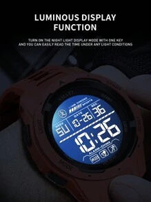 SMAEL Men's Waterproof Sport Watch, Large Dial, LED Luminous, Digital Display Chronograph, Daily Decoration Sport Watch - Red - View 4