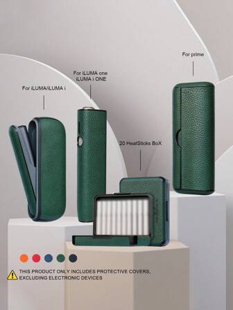 1 Pc For IQO ILUMA/ILUMA I ONE PRIME Decorative Anti Fall Protective Case 20 HeatSticks Box Fashion Accessory Surface Lychee Patterned Multi-Color PU Leather Gift, 360 Degree Full Protection, Shock Absorption, Anti Slip Suitable For Men And Women