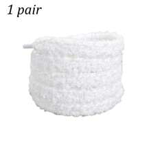 1pair Solid Color Fluffy Double-Layer Shoelaces, 1cm Wide, Suitable For Casual, Sports, Basketball Shoes, Sneakers Summer Daily Wear