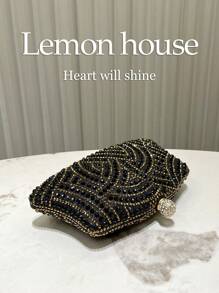 1 chiếc túi cầm tay trang trí buổi tối bằng đá Rhinestone đen bóng thanh lịch có dây đeo bằng kim loại, túi xách thời trang trang trọng cho tiệc cưới, quà tặng thích hợp cho phụ nữ, túi dự tiệc Tready, hoàn hảo cho tiệc, đám cưới, vũ hội, bữa tối/tiệc tối, các vật dụng thiết yếu cho đám cưới, hoàn toàn phù hợp với váy tốt nghiệp, váy dạ hội - màu đen - Xem 6