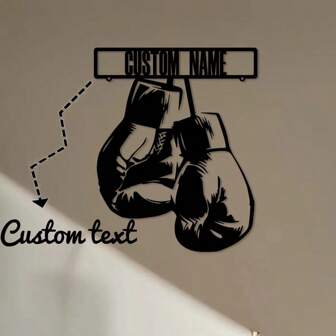 1 Pair Customized Boxing Glove Metal Wall Art With Personalized Boxing Name Sign, Home Decor, Gym Room Decoration, Man Cave, Birthday Gift Gifts Graduation
