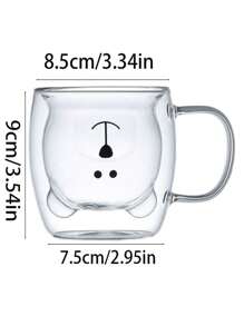 1 件双层隔热玻璃杯，带有可爱的小熊图案，适合盛放牛奶、咖啡，也是情侣的礼物 - 透明 - 查看 11