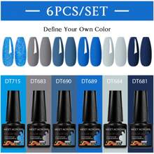 6件/套 7.3毫升 闪亮红粉色凝胶指甲油 亮片半永久美甲 LED UV美甲凝胶底油封层凝胶指甲油美甲用品 - 彩色 - 查看 15