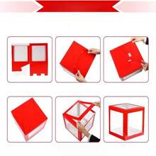 3pcs 1st Birthday Decorations, Balloon Box, Wooden Alphabet Blocks Photo Props For 1 Year Old Birthday Party, Cake Smash Background - Red - View 6