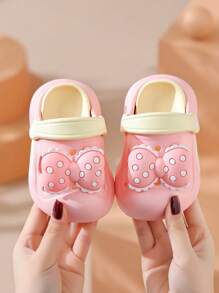 Kids Cartoon Cute Bow-Knot Anti-Slip Lightweight Soft Bottom Pink EVA Girls Hollow Hole Indoor/Outdoor Sandals, Summer - Pink - View 7