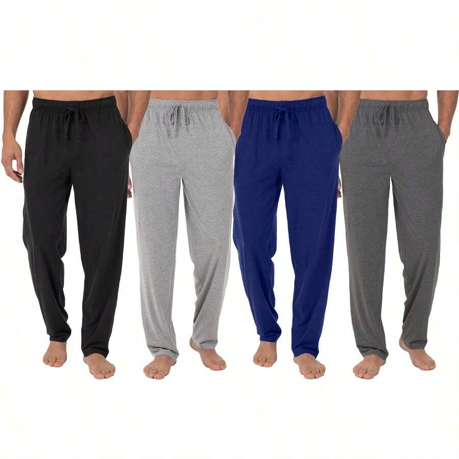 4-Pack Men's Classic Lounge Pants - Black - Heather Grey - Navy - Charcoal - View 1
