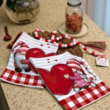 Paño de cocina con diseño de enanito de dibujos animados - 16x24 pulgadas, súper suave y muy absorbente - Toalla de tela lavable con diseño de corazón de San Valentín, para decoración del hogar, regalo festivo, decoración de bodas, paño de cocina - Multicolor - Ver 5