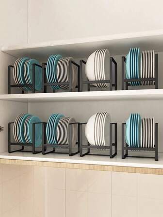 1/2pcs Iron Dish Storage Holder, Minimalist Black Dish Rack For Kitchen, Durable Metal Plate Organizer For Kitchen Counter & Cabinet, Dish Stand Holder, Multifunctional Kitchen Storage Shelf For Dish, Cutting Board, Pan, Pot Lid, Bowls. Kitchen Organizers And Storage, Kitchen Accessories
