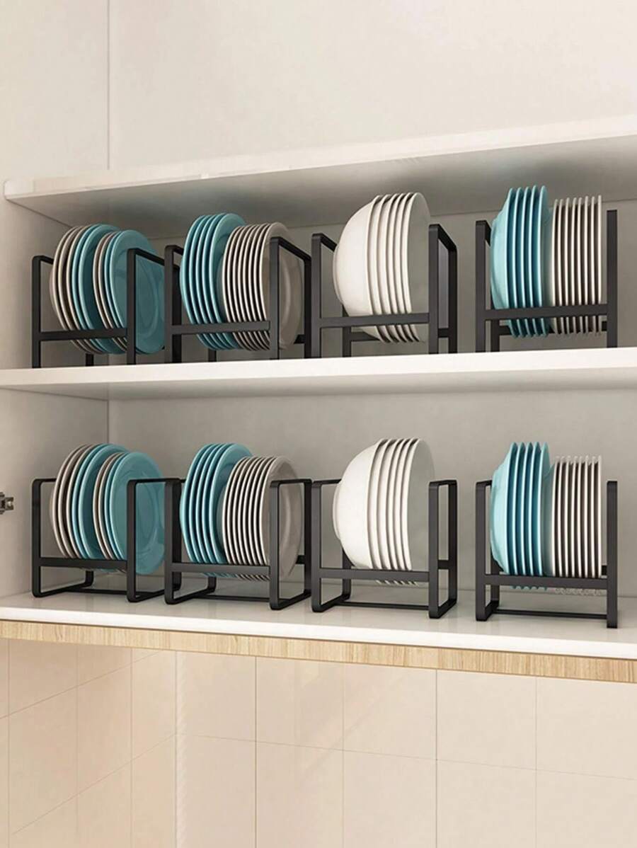 1/2/3pcs Iron Dish Storage Holder, Minimalist Black Dish Rack For Kitchen, Durable Metal Plate Organizer For Kitchen Counter & Cabinet, Dish Stand Holder, Multifunctional Kitchen Storage Shelf For Dish, Cutting Board, Pan, Pot Lid, Bowls. Kitchen Organizers And Storage, Kitchen Accessories