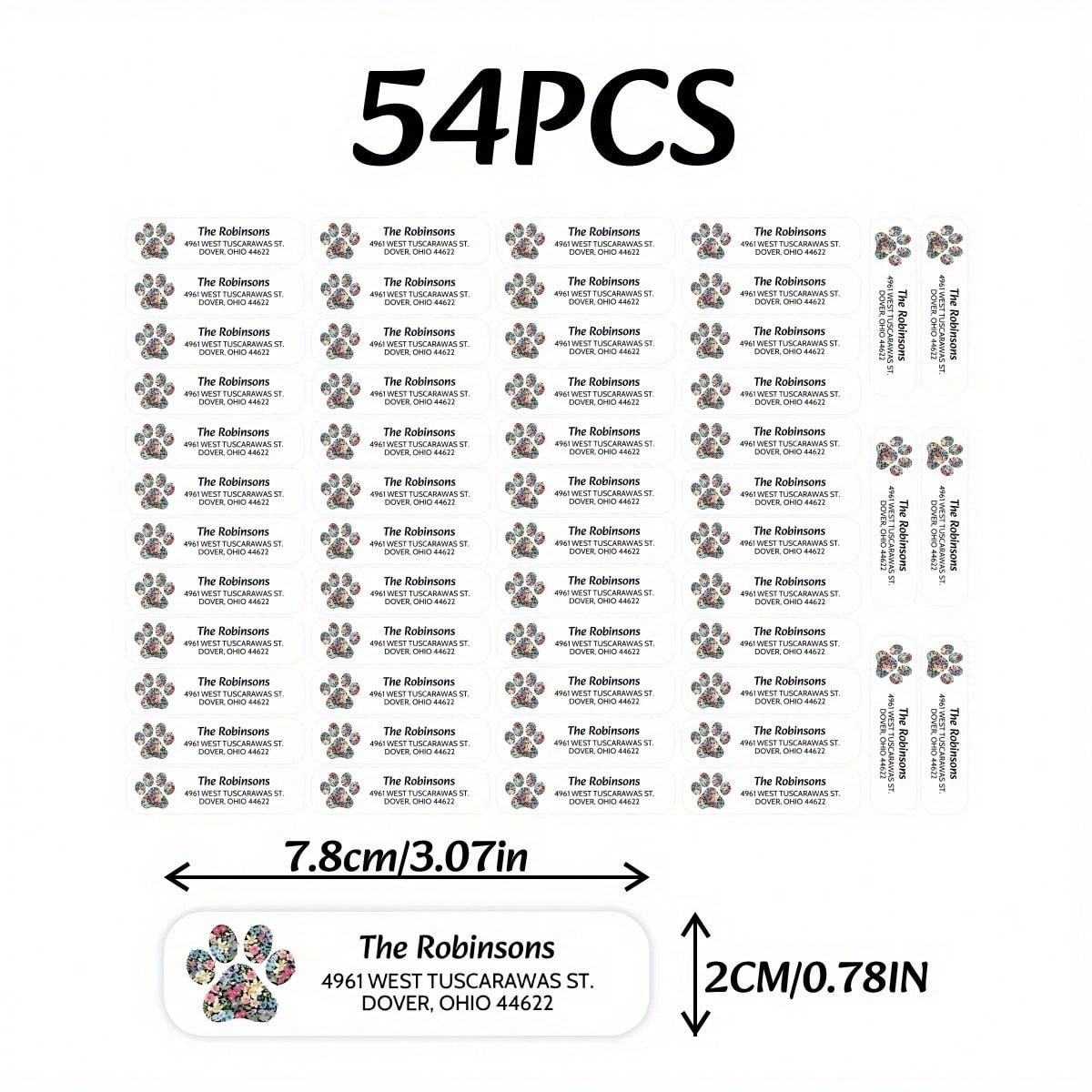 Custom 54pcs return address label stickers personalized family name