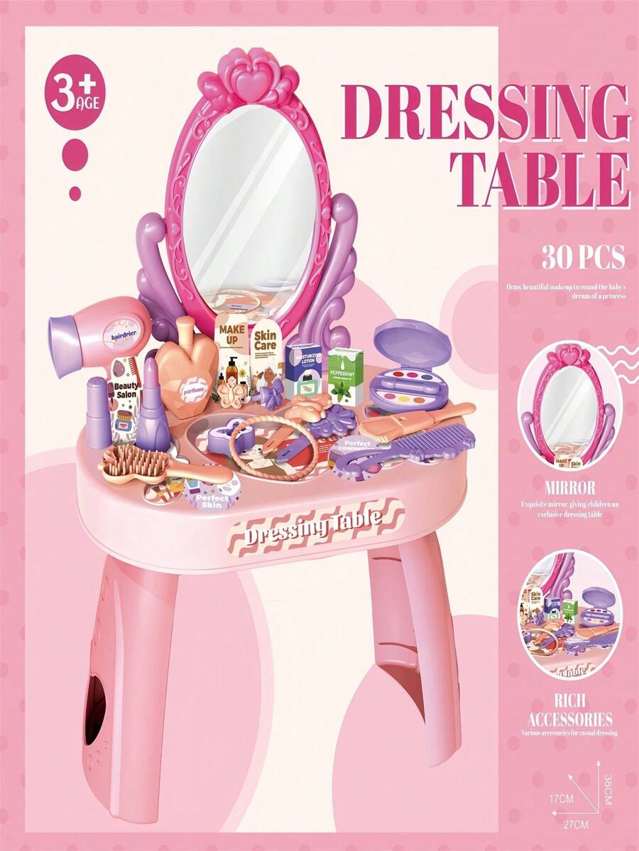 30 Peças Conjunto de Acessórios de Beleza e Maquiagem Infantil incluindo Espelho de Maquiagem e Pente de Brincar, Brinquedos de Faz de Conta, Presente para Meninos e Meninas (Cores Variadas do Pacote do Produto e Acessórios)