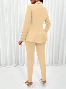 AIJ Amarilo Women's Ladies' Shawl Neck Open Front Blazer & & Cami Top & Pants Three Pieces Set For Office Look