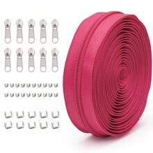 1 Set = 4.5M Zipper + 10 Zipper Pulls + 20 Top Stops + 10 Bottom Stops, #5 Nylon Zippers, 85 Color Options, Suitable For Garments, Bags, Home Textiles, Bedding