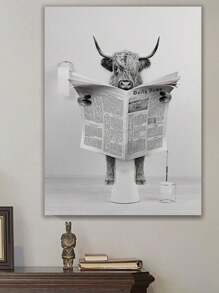 1 幅《奶牛蹲在马桶上看报纸》 - 动物 - 印刷帆布 - 海报 - 墙壁艺术 - 无框帆布画 - 卧室、家庭办公室、厨房、浴室 - 室内/室外悬挂画 墙壁装饰、房间装饰画礼物 生日毕业 - 彩色 - 查看 13