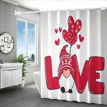 Valentine's Day A Series Bathroom Set, Toilet Seat Cover, U-Shaped Rug, Waterproof Bathtub Curtain, Bathroom Accessories With Hooks - C - View 6