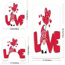Valentine's Day A Series Bathroom Set, Toilet Seat Cover, U-Shaped Rug, Waterproof Bathtub Curtain, Bathroom Accessories With Hooks - C - View 8