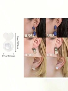 6/10/18pcs Silicone Earring Backs For Heavy Earrings, Invisible Lift Support Pads For Droop-Free Ear Lobe, Secure Earring Lifters For Studs & Danglers - White - View 10