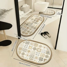 Bộ 3 tấm thảm chống trượt thấm hút họa tiết hoa cổ điển cho phòng tắm, thảm silica gel, thảm hình chữ U cho bồn cầu và bồn rửa mặt cổ điển, thảm dày 2,5mm dùng trang trí phòng tắm tại nhà, thảm trải sàn, thảm trải sàn ngoài trời, thảm cửa, phụ kiện phòng tắm trang trí lối vào trường học - Kaki họa tiết nhiều màu - Xem 5