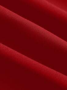 EARO Vintage French Style Women's Casual Minimalist Comfortable Daily Versatile Metal Flower Decor Pleated Front Slit A-Line Skirt, High Waist Slimming Elastic Waist Fashionable Loose OL Professional Bodycon Skirt, Spring/Autumn - Red - View 5