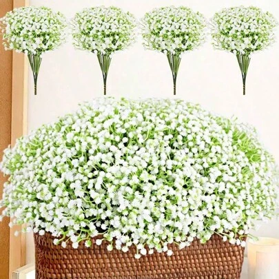 1/10/30/60/100/120 Piezas Flores artificiales de Paniculata de bebé de lujo, ramo floral realista y duradero de cielo estrellado - Ideal para el hogar, al aire libre, oficina, jardín, boda, fiesta, decoración de tienda, ramo de novia, manualidades DIY, decoración de escritorio, decoración romántica, adecuado para todas las estaciones, se puede usar para la decoración del hogar, la decoración de la vuelta al colegio y los útiles escolares