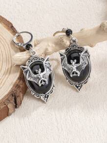 1 Cặp Hoa tai MONLOTTI phong cách Gothic, Thiết kế đá quý giả màu đen độc đáo và hình con dơi, Phụ kiện trang sức cổ điển, Trang sức cho cặp đôi/phụ nữ, Thích hợp để đeo hàng ngày, Ngày lễ, Đám cưới và Tiệc tùng/Quà tặng trang sức - màu đen - Xem 3