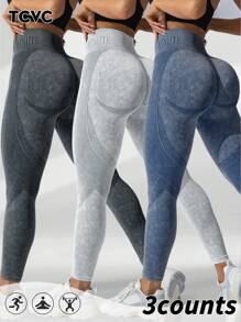 TCVC Pantalones ajustados de cintura alta y unicolor para mujer, mallas elásticas ajustadas para entrenamiento, que dan forma al Body y controlan el abdomen, aptas para ejercicio en interiores y exteriores, pantalones de yoga