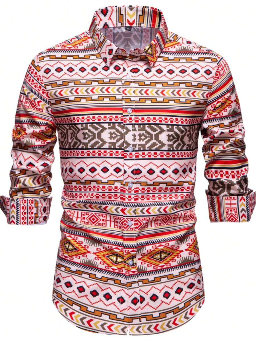 Áo sơ mi nam dài tay in họa tiết cá tính thời trang giản dị, phong cách Châu Phi, Áo sơ mi đa năng CS69 - Nhiều màu - Xem 1