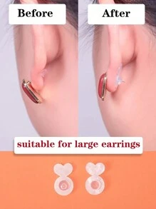 6/10/18pcs Silicone Earring Backs For Heavy Earrings, Invisible Lift Support Pads For Droop-Free Ear Lobe, Secure Earring Lifters For Studs & Danglers - White - View 2