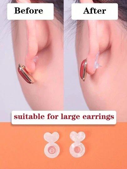 6/10/18pcs Silicone Earring Backs For Heavy Earrings, Invisible Lift Support Pads For Droop-Free Ear Lobe, Secure Earring Lifters For Studs & Danglers