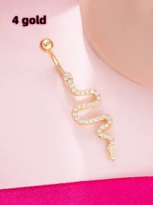 Women's Copper Zirconia Stone Snake Belly Button Piercing, Sexy Animal Body Jewelry Navel Ring, Party Accessories Copper Jewelry