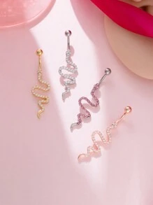 Women's Copper Zirconia Stone Snake Belly Button Piercing, Sexy Animal Body Jewelry Navel Ring, Party Accessories Copper Jewelry