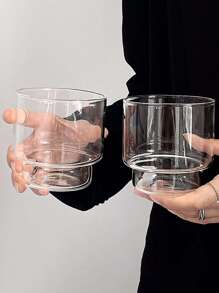 1pc Minimalist Ins Style Iced Americano Glass Cup, Heat Resistant Milk Cup, Cold Brew Latte Glass Back To School