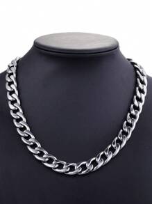 2pcs Stainless Steel Men's Necklace And Bracelet Set, Men's Fashion Accessory