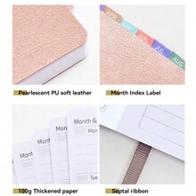 1 peça A5 capa de couro macio caderno em branco sem data com etiqueta adesiva planejador, cronograma semanal, material escolar, volta às aulas