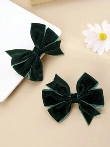 2 peças laços de cabelo para meninas verdes, grampos de cabelo de veludo com cauda de andorinha para crianças, acessórios de cabelo elegantes para ano novo para presentes de irmã