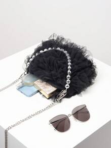 优雅玫瑰花朵图案斜挎包、女士仿珍珠托特包、晚装手拿包、新娘手包、节日派对礼服、女士礼物、情人节、女士派对礼服、伴娘包、生日包、适合派对、晚会、婚礼、舞会（图案随机搭配）、优雅珍珠包、新款女士皮草包 - 黑色 - 查看 8