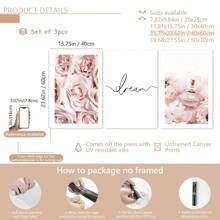 Bộ 3 bức tranh vải canvas màu hồng hiện đại không khung, trang trí phong cách cho phòng ngủ và phòng khách, nghệ thuật treo tường, quà tặng lý tưởng - Nhiều màu - Xem 15