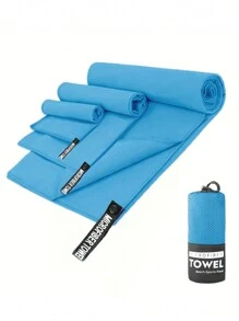 1 件天蓝色速干毛巾，超柔软薄超细纤维，强吸水性，适合户外运动、露营、健身房、瑜伽、徒步旅行海滩必备，沙滩巾 - 天空藍 - 查看 3