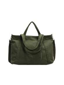 新款时尚经典学院风休闲多口袋大容量双提手单肩特别保暖。特别适合校园、办公室、日常搭配、约会、逛街、购物、外出、送礼 - 綠色 - 查看 8