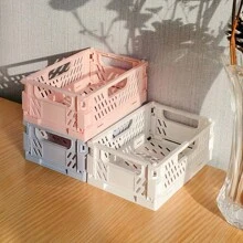 1pc Small Foldable PP Storage Box, Office Supplies, Notebook, Stationery, Cosmetics Desk Organizer Box, Multi-Colors Available, Desktop Organizing Tool,For Back To School