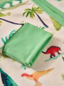 lulukaka 新生男童恐龙印花长袖前拉链连体衣 - 綠色 - 查看 4