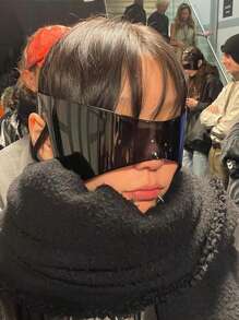 1/2副Y2K超大无框时尚眼镜，女士款，摄影道具，适合夏季海滩、户外旅行及其他场合 - 黑框灰片 - 查看 3