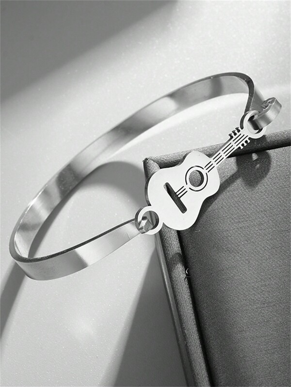 SeuSuk High Quality Stainless Steel Guitar Charm Bracelet, Personalized Punk Hip Hop Rock Rap Party Jewelry Gift For Men & Women